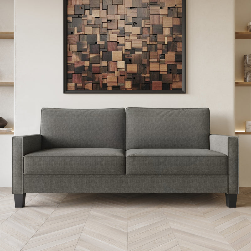 Home Design Marcia 3-Piece Square Arm Living Room Furniture Set with Armchair, Loveseat and Sofa, Gray