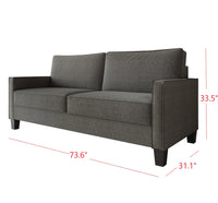 Home Design Marcia 3-Piece Square Arm Living Room Furniture Set with Armchair, Loveseat and Sofa, Gray