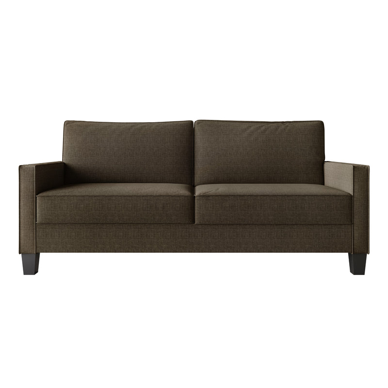 Home Design Marcia 3-Piece Square Arm Living Room Furniture Set with Armchair, Loveseat and Sofa, Brown