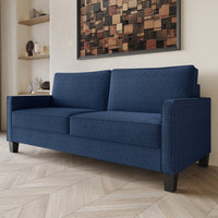 Home Design Marcia 3-Piece Square Arm Living Room Furniture Set with Armchair, Loveseat and Sofa, Blue