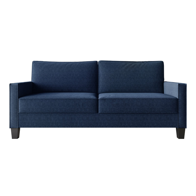 Home Design Marcia 3-Piece Square Arm Living Room Furniture Set with Armchair, Loveseat and Sofa, Blue
