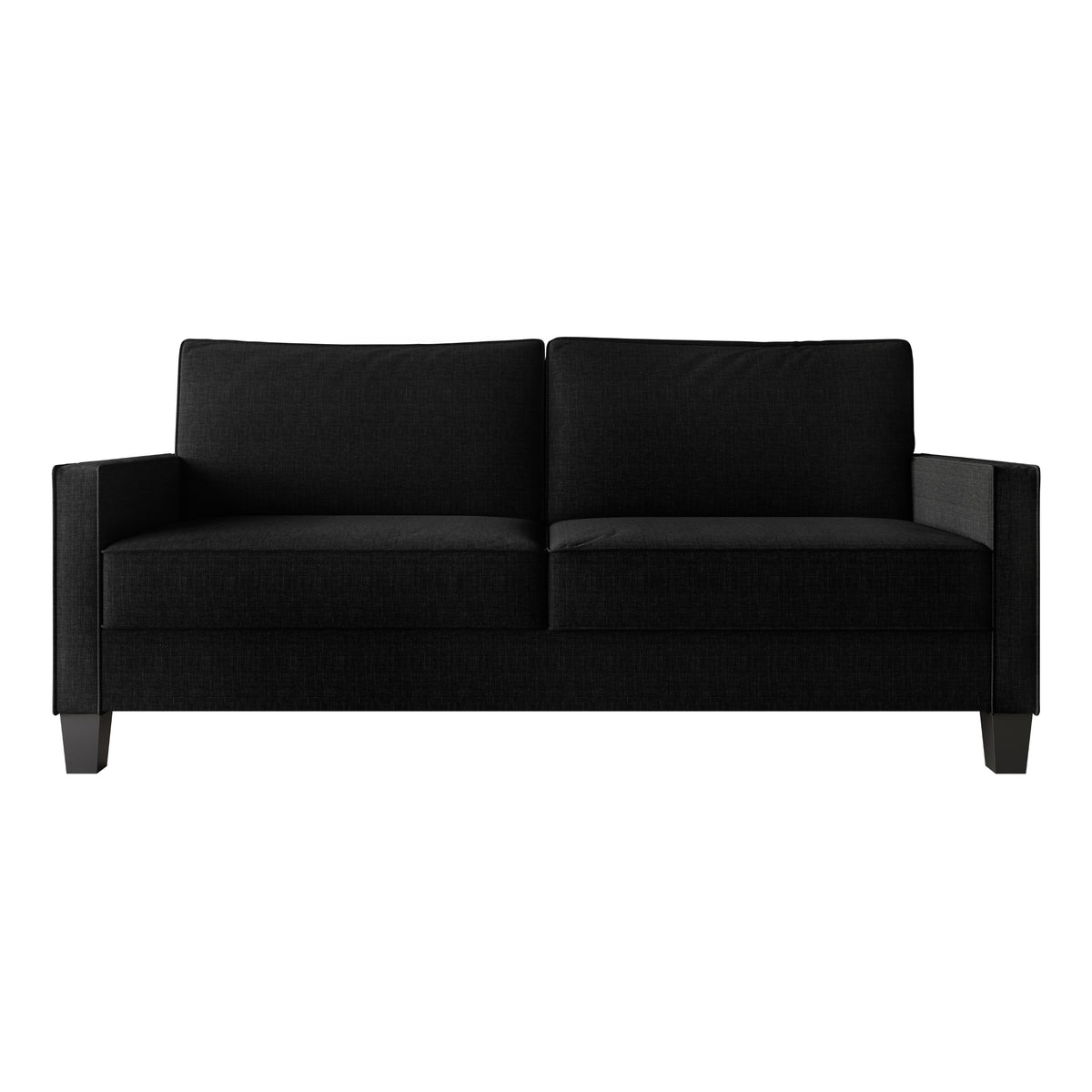 Home Design Marcia 3-Piece Square Arm Living Room Furniture Set with Armchair, Loveseat and Sofa, Black