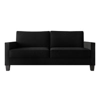 Home Design Marcia 3-Piece Square Arm Living Room Furniture Set with Armchair, Loveseat and Sofa, Black