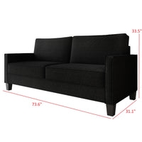 Home Design Marcia 2-Piece Square Arm Living Room Set with Loveseat and Sofa, Modern Upholstery and Black Legs