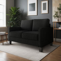 Home Design Marcia 2-Piece Square Arm Living Room Set with Loveseat and Sofa, Modern Upholstery and Black Legs