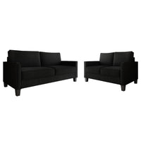 Home Design Marcia 2-Piece Square Arm Living Room Set with Loveseat and Sofa, Modern Upholstery and Black Legs