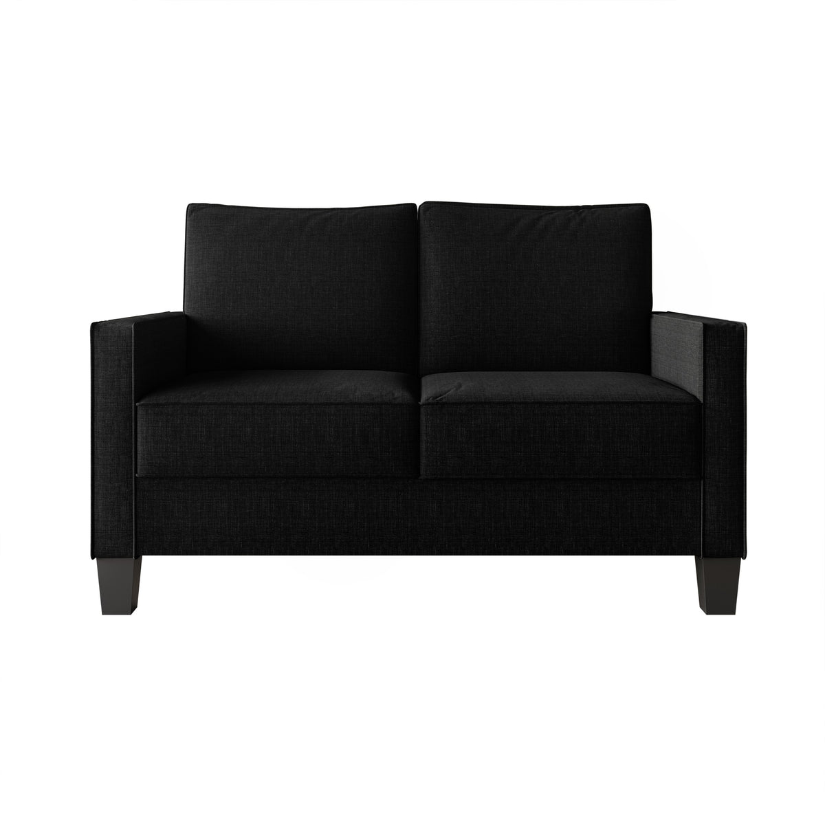 Home Design Marcia 2-Piece Square Arm Living Room Set with Loveseat and Sofa, Modern Upholstery and Black Legs