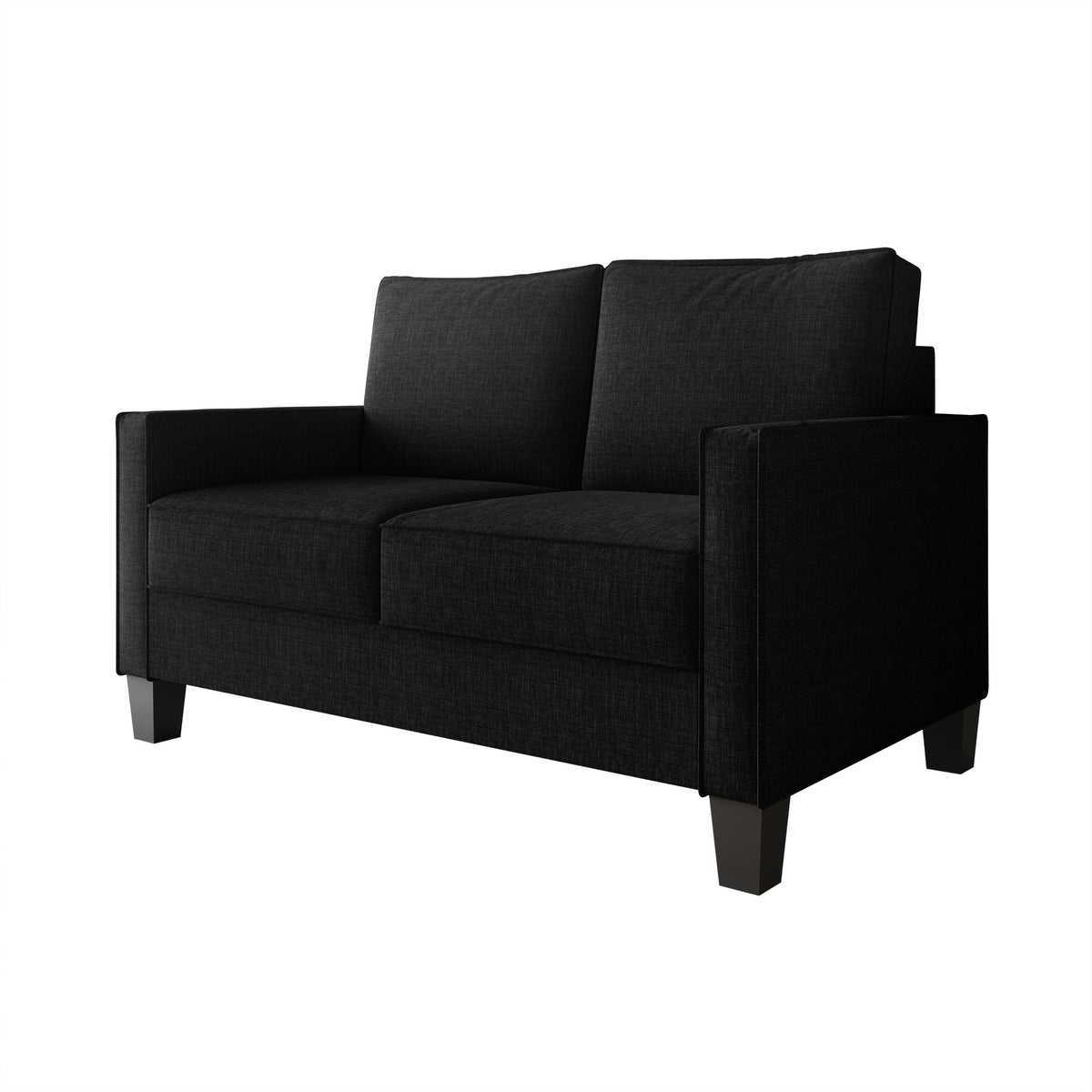 Home Design Marcia 2-Piece Square Arm Living Room Set with Loveseat and Sofa, Modern Upholstery and Black Legs