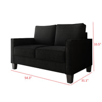Home Design Marcia 2-Piece Square Arm Living Room Set with Loveseat and Sofa, Modern Upholstery and Black Legs