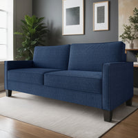 Home Design Marcia 2-Piece Square Arm Living Room Set with Loveseat and Sofa, Modern Upholstery and Black Legs