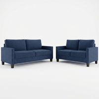 Home Design Marcia 2-Piece Square Arm Living Room Set with Loveseat and Sofa, Modern Upholstery and Black Legs