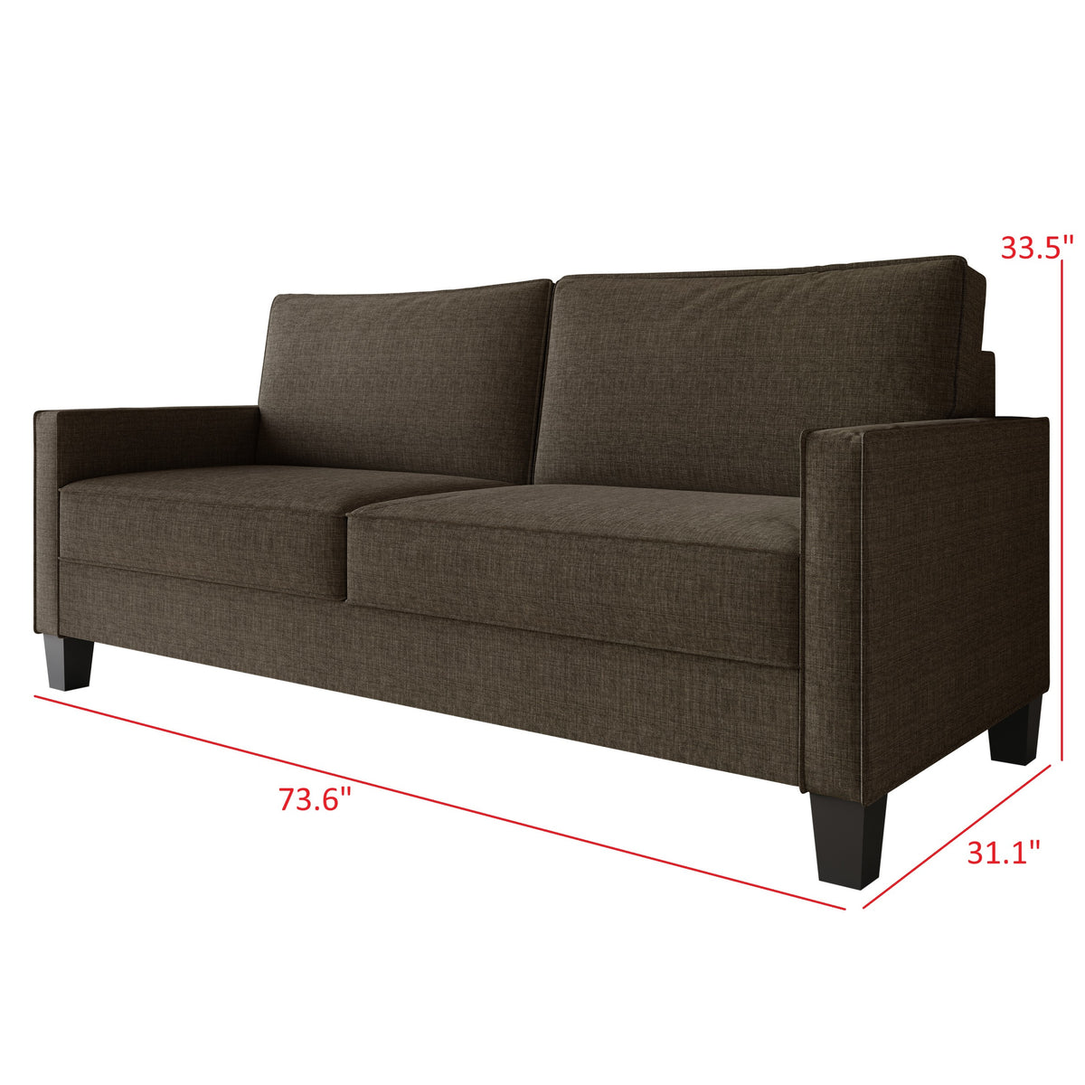 Home Design Marcia 2-Piece Square Arm Living Room Set with Loveseat and Sofa, Modern Upholstery and Black Legs