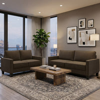 Home Design Marcia 2-Piece Square Arm Living Room Set with Loveseat and Sofa, Modern Upholstery and Black Legs