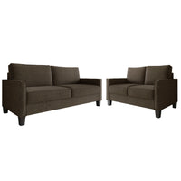 Home Design Marcia 2-Piece Square Arm Living Room Set with Loveseat and Sofa, Modern Upholstery and Black Legs