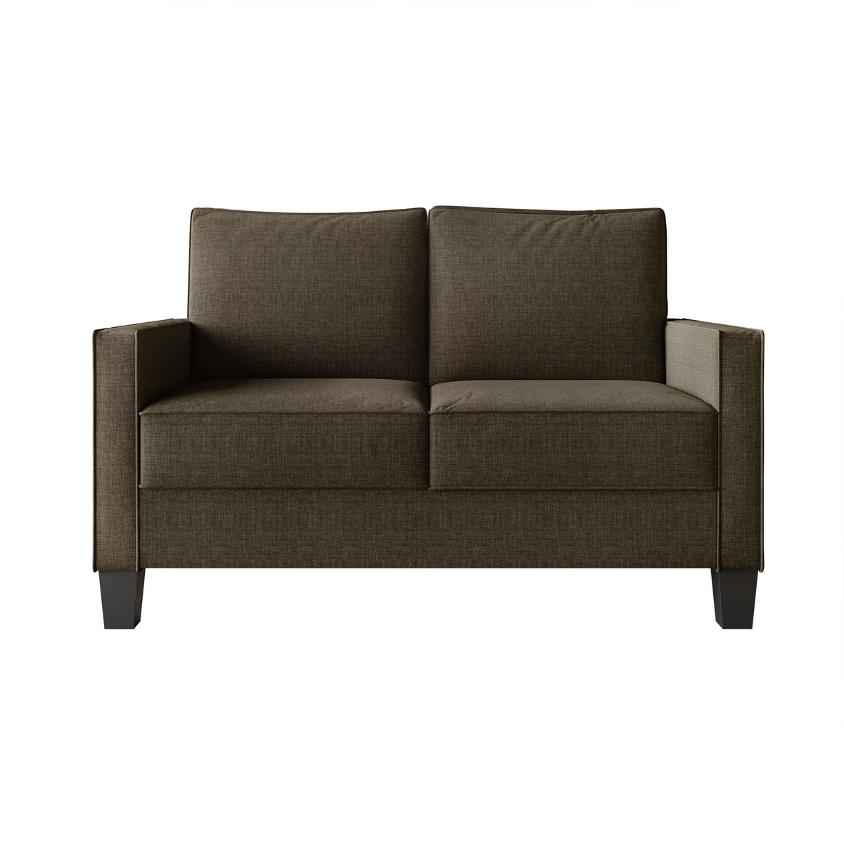 Home Design Marcia 2-Piece Square Arm Living Room Set with Loveseat and Sofa, Modern Upholstery and Black Legs
