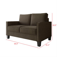 Home Design Marcia 2-Piece Square Arm Living Room Set with Loveseat and Sofa, Modern Upholstery and Black Legs