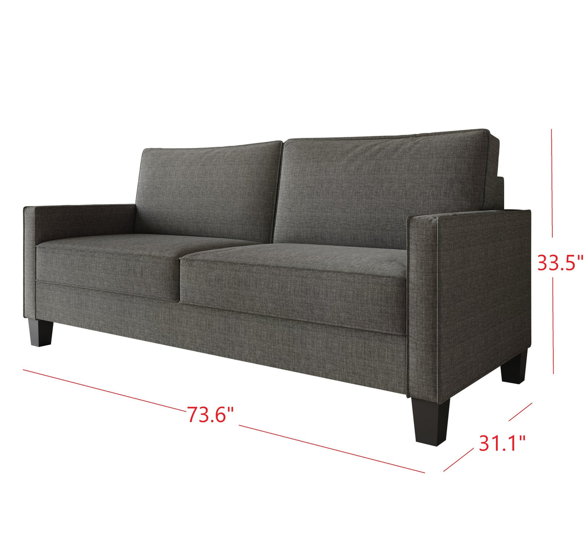 Home Design Marcia 2-Piece Square Arm Living Room Set with Loveseat and Sofa, Modern Upholstery and Black Legs