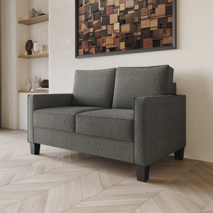 Home Design Marcia 2-Piece Square Arm Living Room Set with Loveseat and Sofa, Modern Upholstery and Black Legs