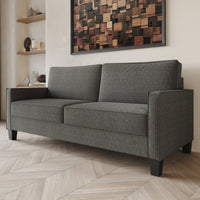 Home Design Marcia 2-Piece Square Arm Living Room Set with Loveseat and Sofa, Modern Upholstery and Black Legs