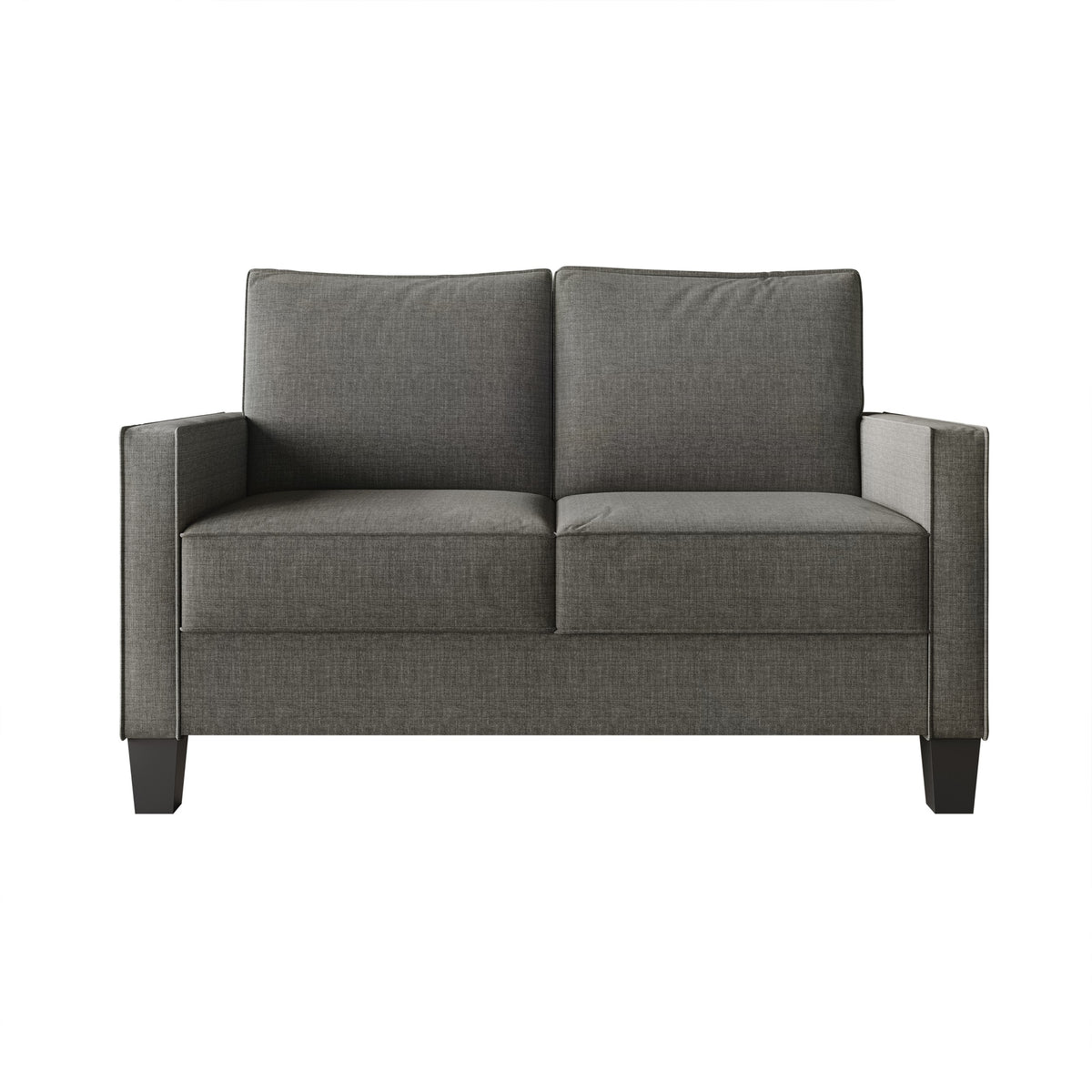 Home Design Marcia 2-Piece Square Arm Living Room Set with Loveseat and Sofa, Modern Upholstery and Black Legs