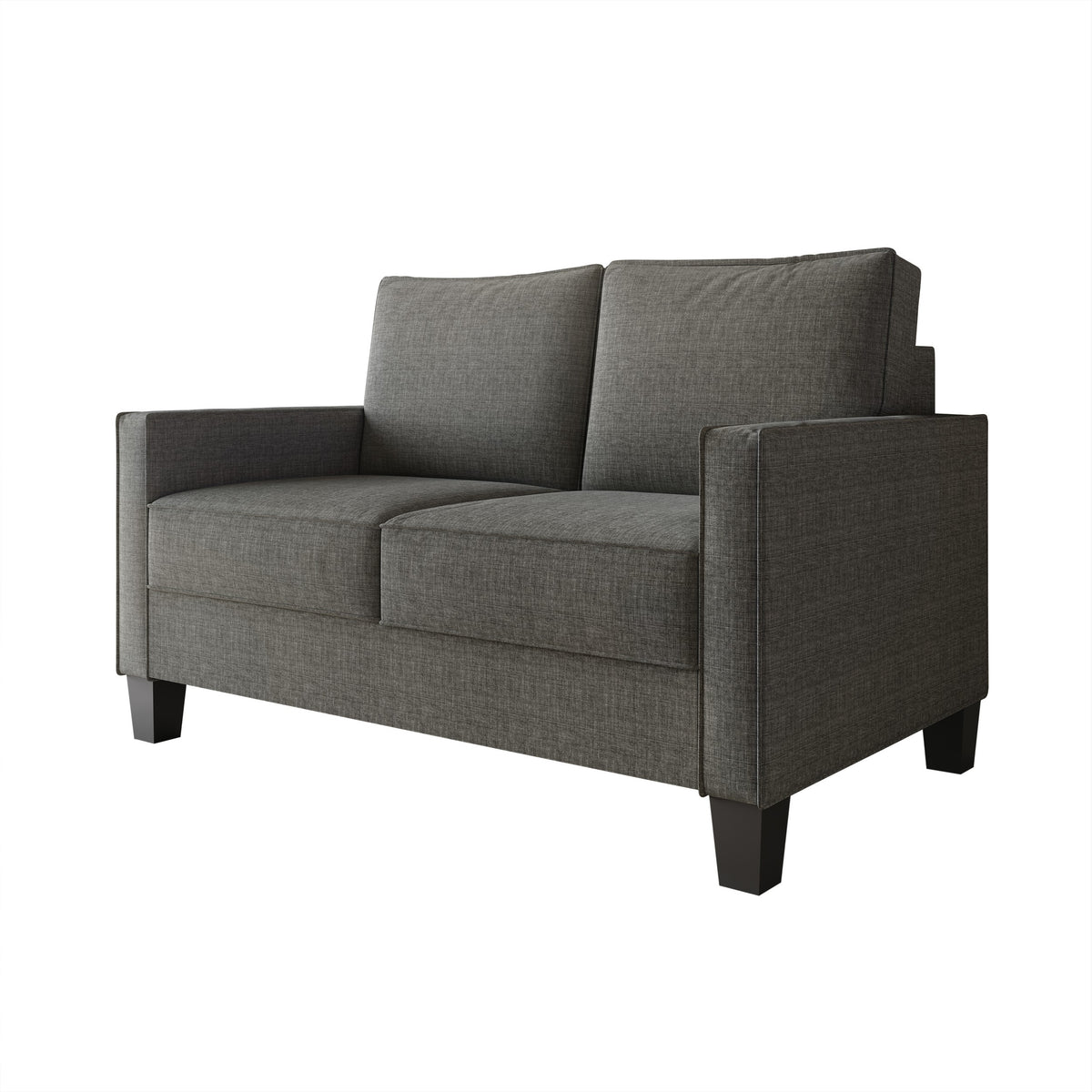 Home Design Marcia 2-Piece Square Arm Living Room Set with Loveseat and Sofa, Modern Upholstery and Black Legs