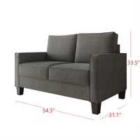 Home Design Marcia 2-Piece Square Arm Living Room Set with Loveseat and Sofa, Modern Upholstery and Black Legs