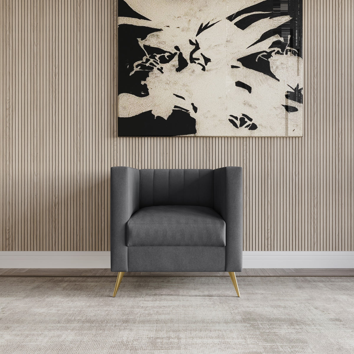 Home Design Weiss Velvet Square Arm Chair