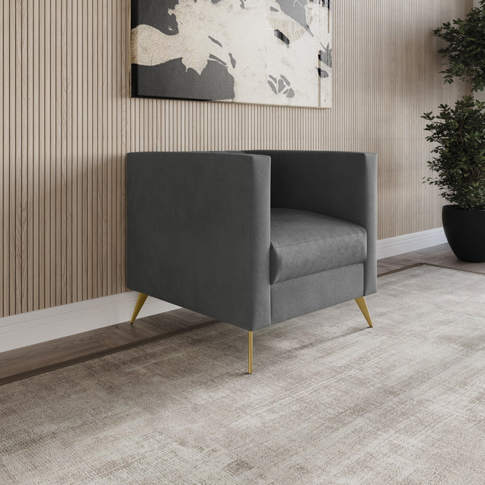 Home Design Weiss Velvet Square Arm Chair