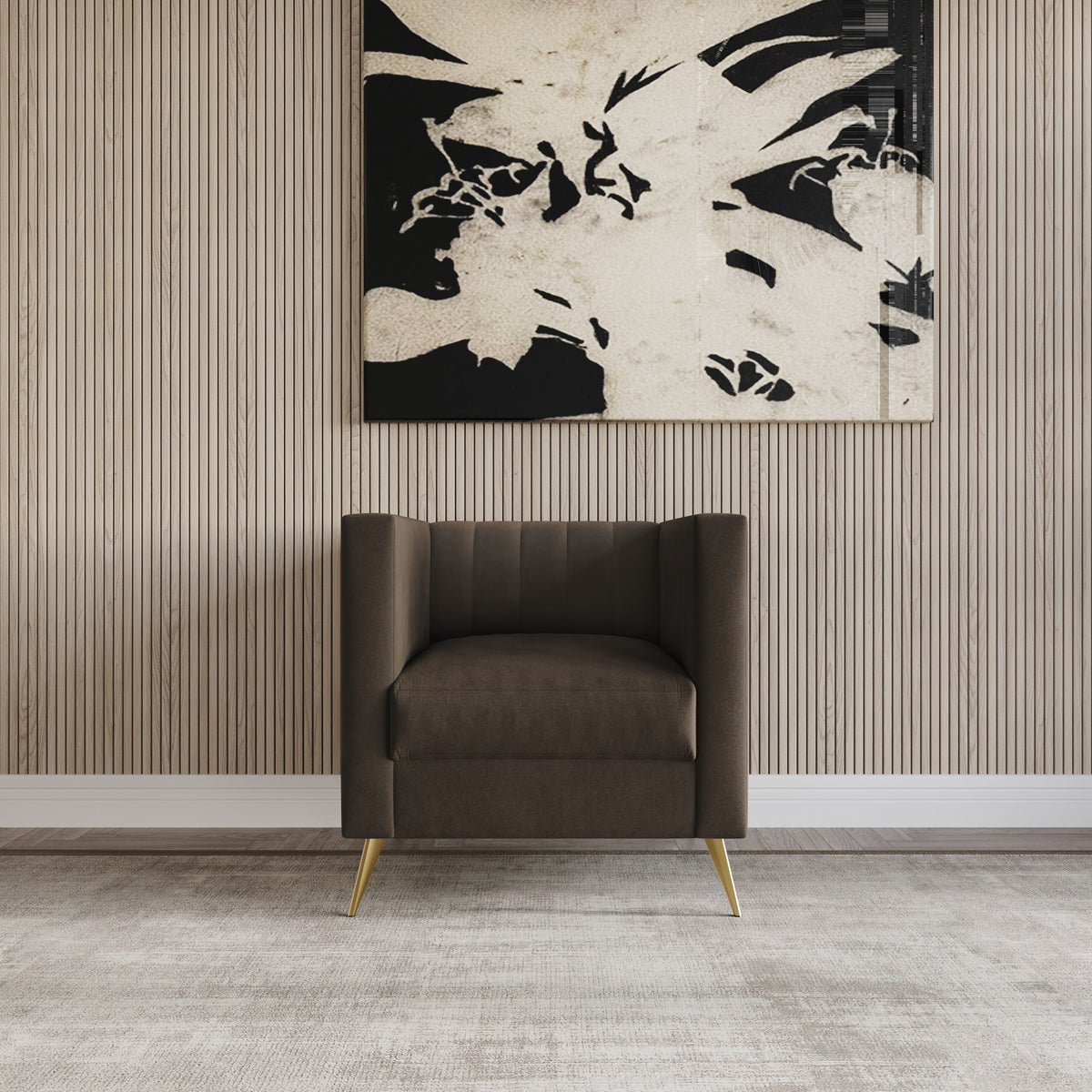 Home Design Weiss Velvet Square Arm Chair