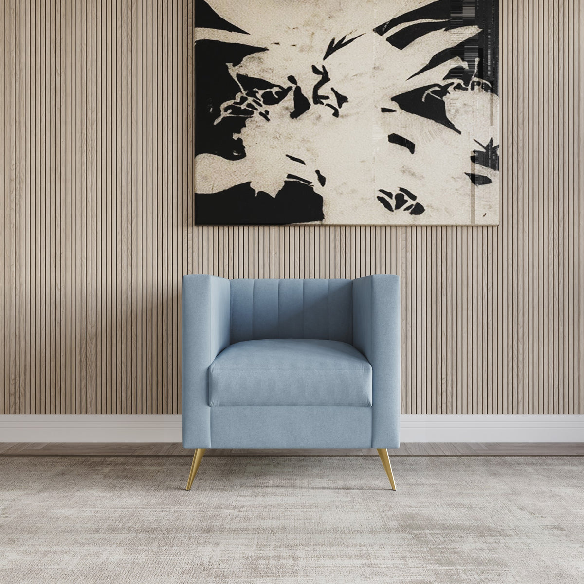 Home Design Weiss Velvet Square Arm Chair