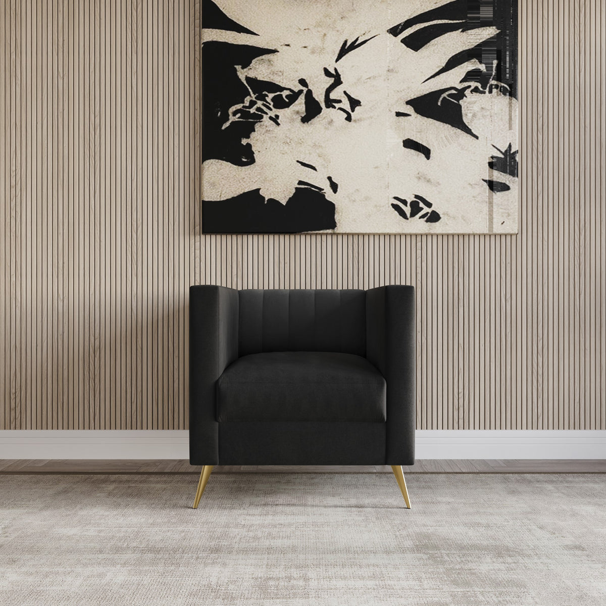 Home Design Weiss Velvet Square Arm Chair