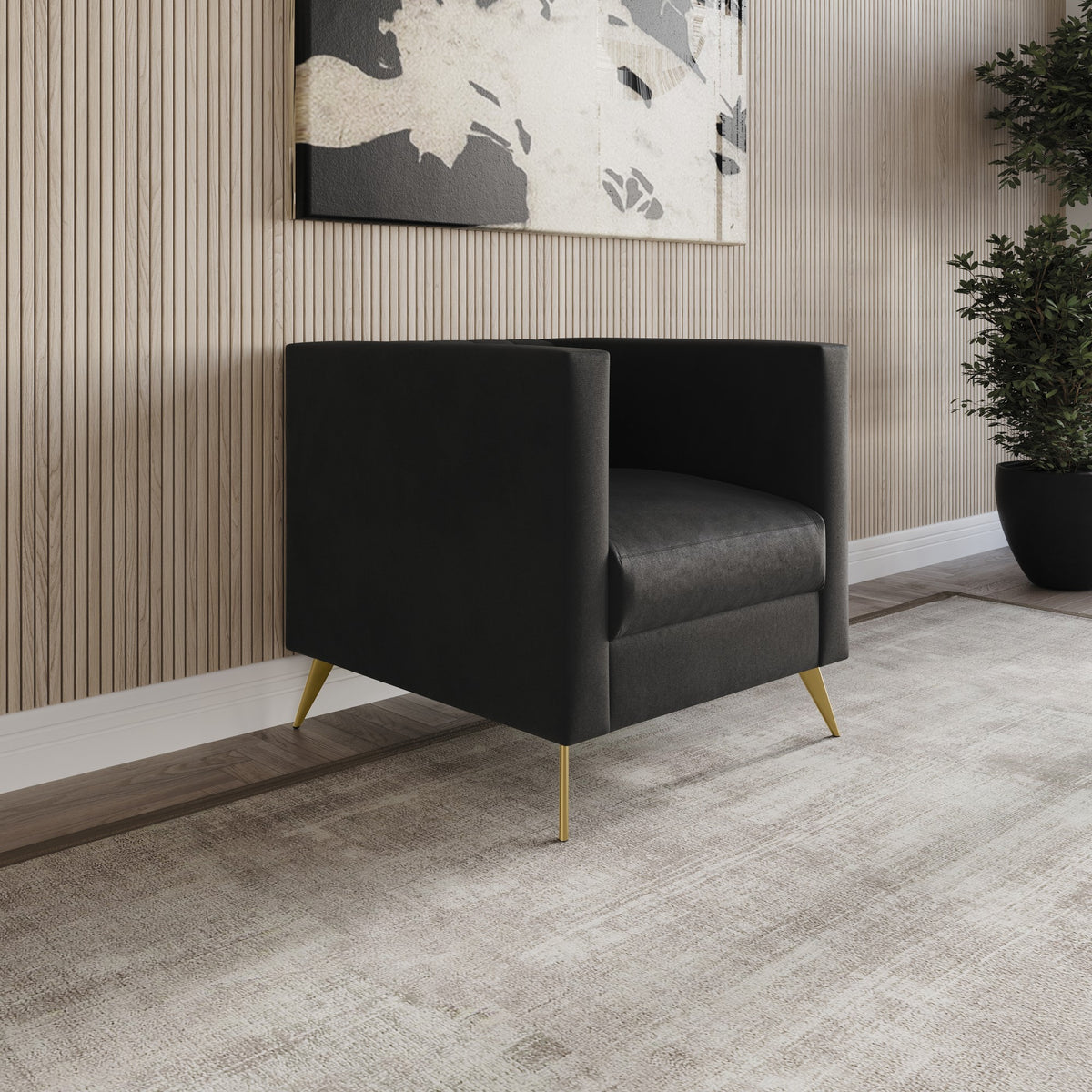 Home Design Weiss Velvet Square Arm Chair