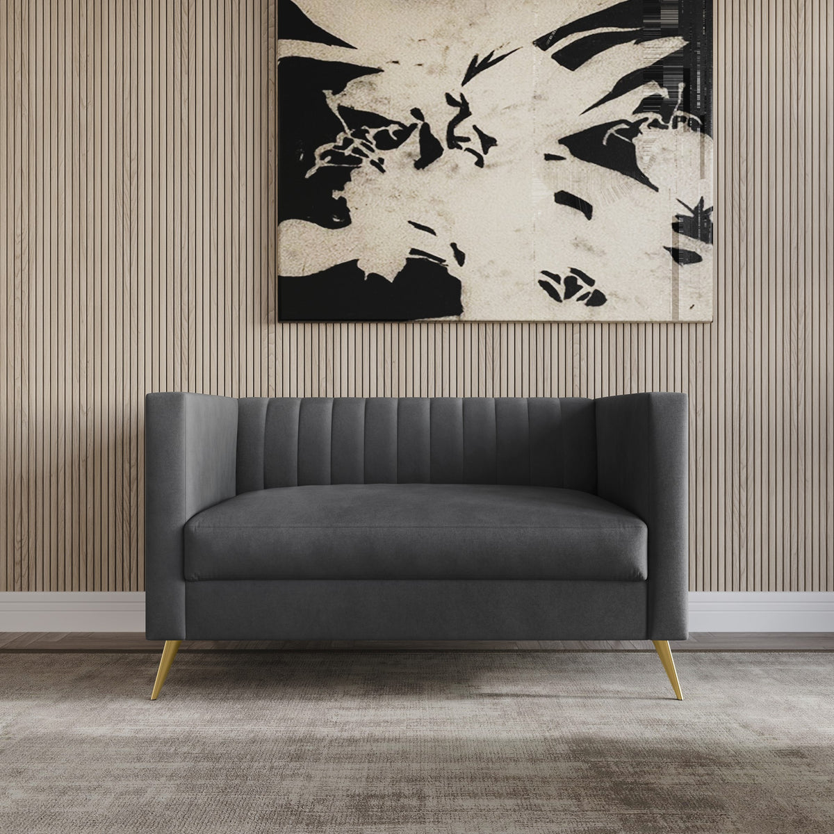 Home Design Weiss Velvet Square Arm Loveseat