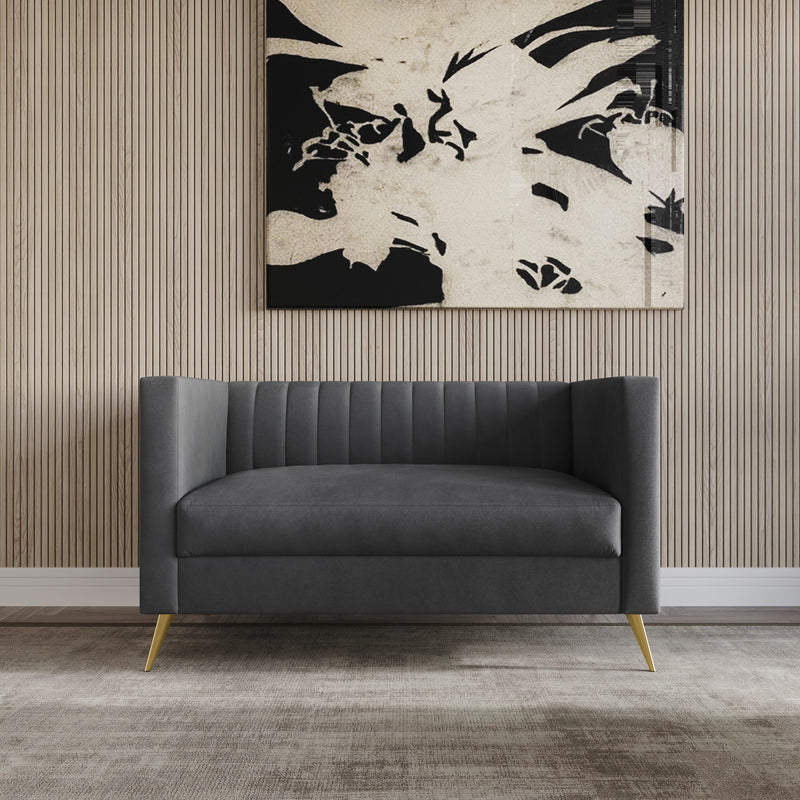 Home Design Weiss Velvet Square Arm Loveseat