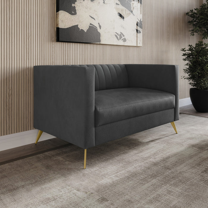Home Design Weiss Velvet Square Arm Loveseat