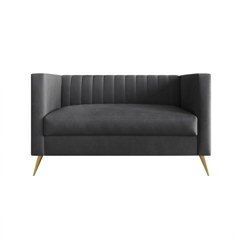 Home Design Weiss Velvet Square Arm Loveseat