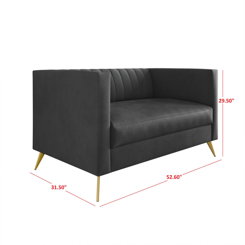 Home Design Weiss Velvet Square Arm Loveseat