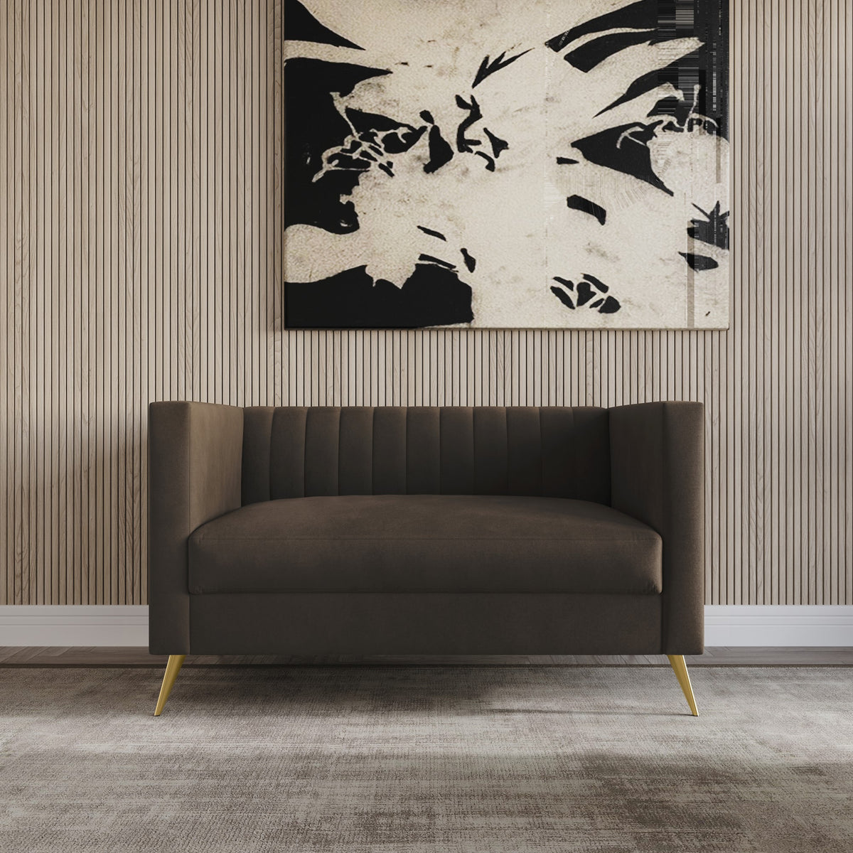 Home Design Weiss Velvet Square Arm Loveseat