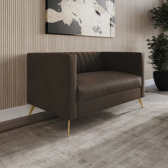 Home Design Weiss Velvet Square Arm Loveseat