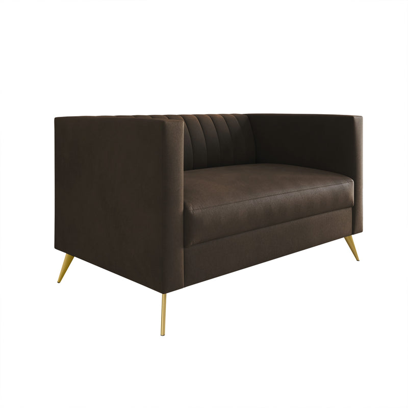 Home Design Weiss Velvet Square Arm Loveseat