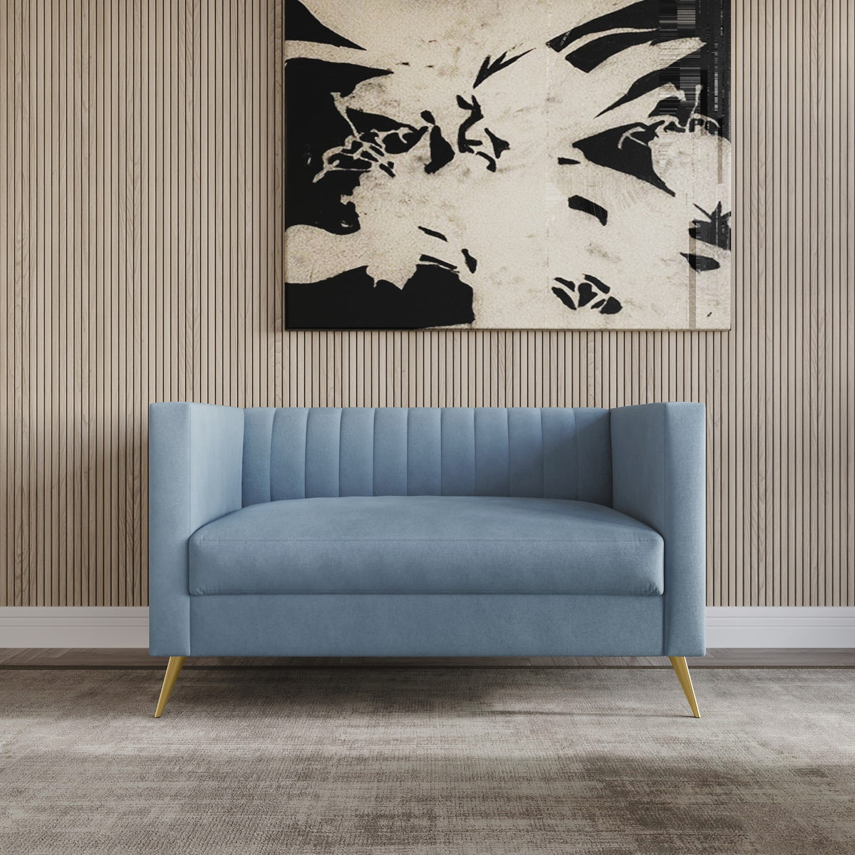 Home Design Weiss Velvet Square Arm Loveseat