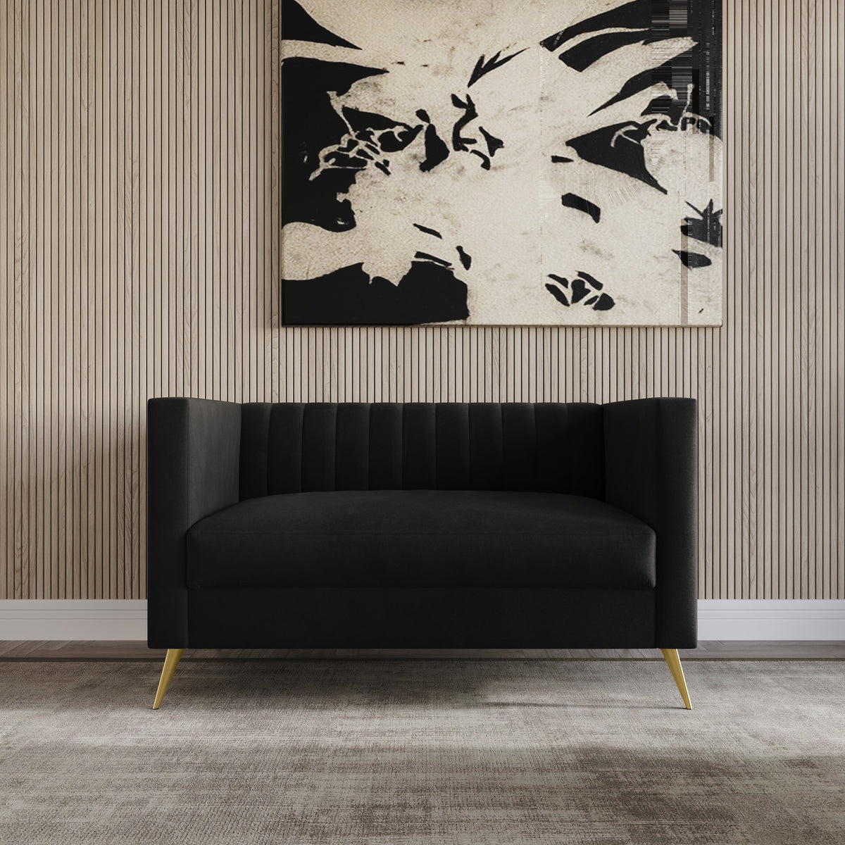 Home Design Weiss Velvet Square Arm Loveseat