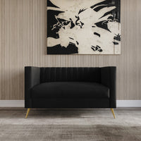 Home Design Weiss Velvet Square Arm Loveseat