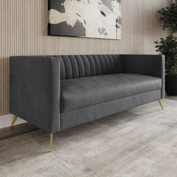 Home Design Weiss Velvet Square Arm Sofa