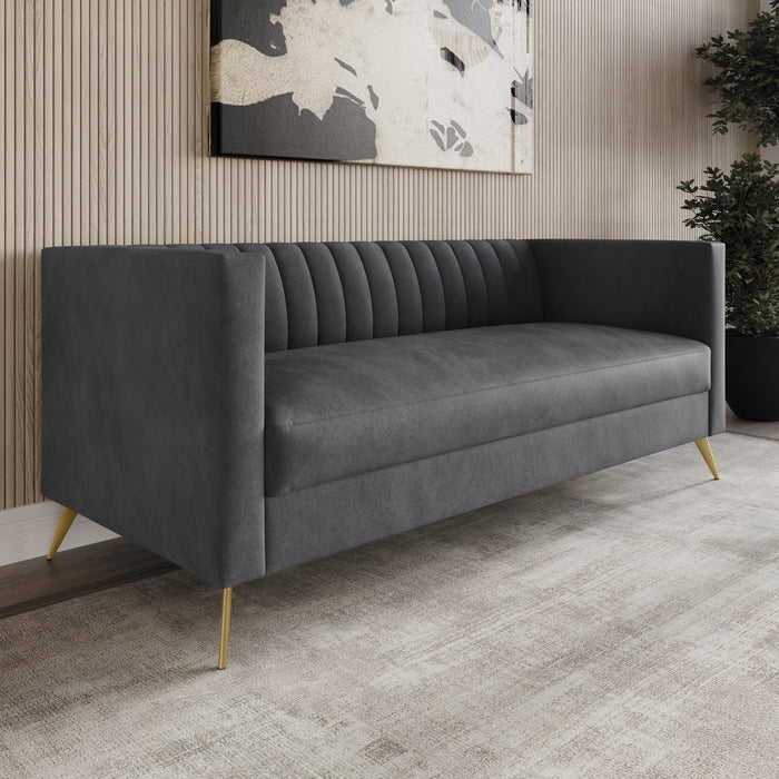 Home Design Weiss Velvet Square Arm Sofa