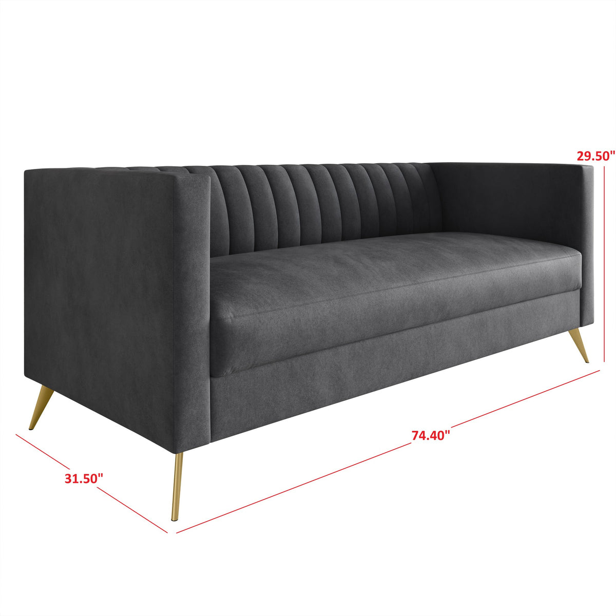 Home Design Weiss Velvet Square Arm Sofa