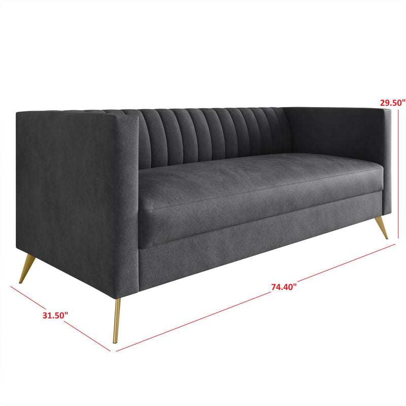 Home Design Weiss Velvet Square Arm Sofa