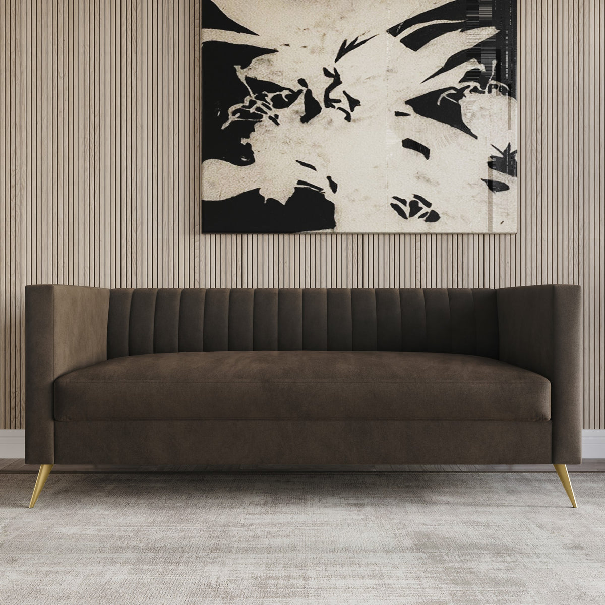 Home Design Weiss Velvet Square Arm Sofa