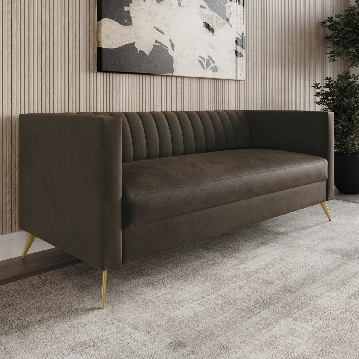 Home Design Weiss Velvet Square Arm Sofa
