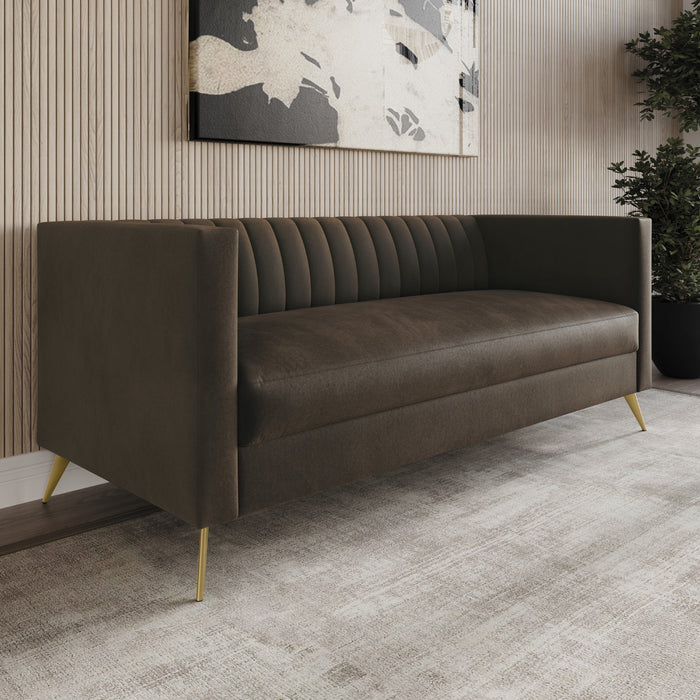 Home Design Weiss Velvet Square Arm Sofa